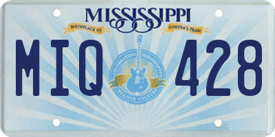 MS license plate MIQ428