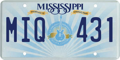 MS license plate MIQ431