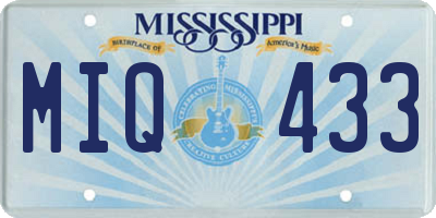 MS license plate MIQ433