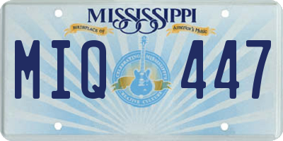 MS license plate MIQ447