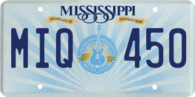 MS license plate MIQ450
