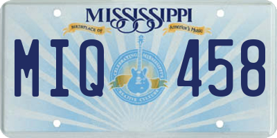 MS license plate MIQ458