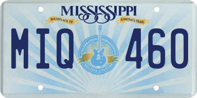 MS license plate MIQ460