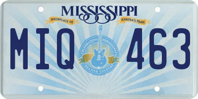 MS license plate MIQ463
