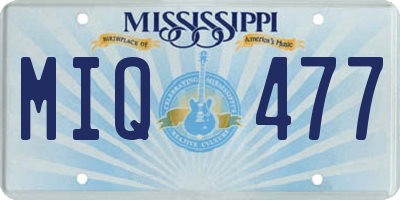 MS license plate MIQ477