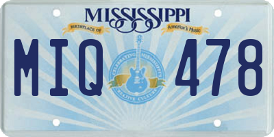 MS license plate MIQ478