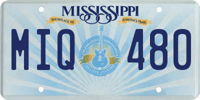 MS license plate MIQ480