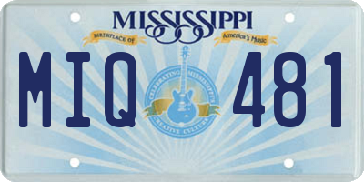 MS license plate MIQ481