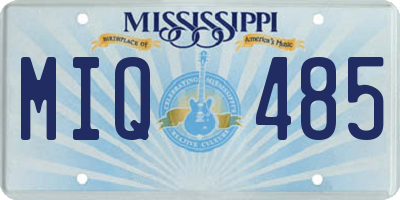 MS license plate MIQ485