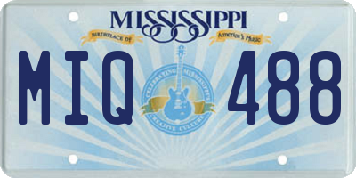 MS license plate MIQ488