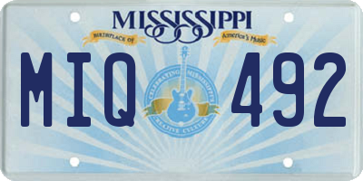 MS license plate MIQ492