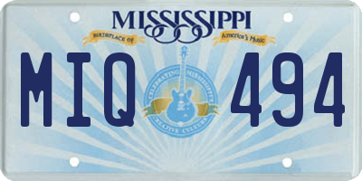 MS license plate MIQ494