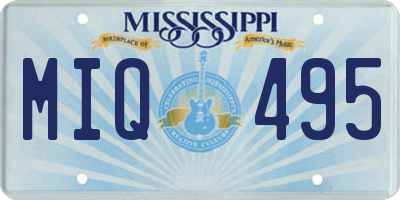 MS license plate MIQ495