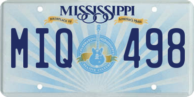 MS license plate MIQ498