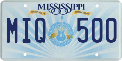 MS license plate MIQ500