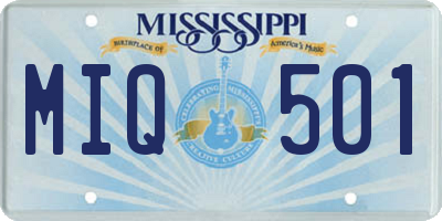MS license plate MIQ501
