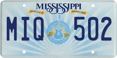 MS license plate MIQ502
