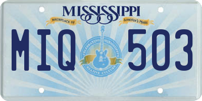 MS license plate MIQ503