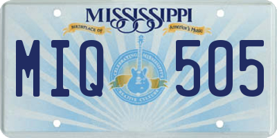 MS license plate MIQ505