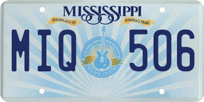 MS license plate MIQ506
