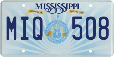 MS license plate MIQ508