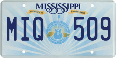 MS license plate MIQ509