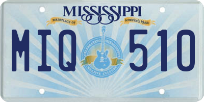 MS license plate MIQ510