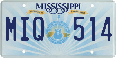MS license plate MIQ514