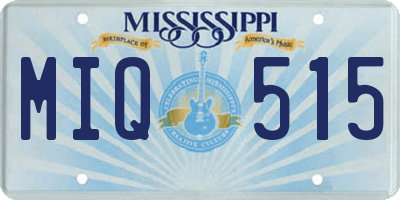 MS license plate MIQ515