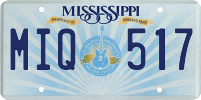 MS license plate MIQ517
