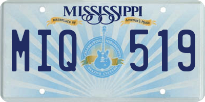 MS license plate MIQ519