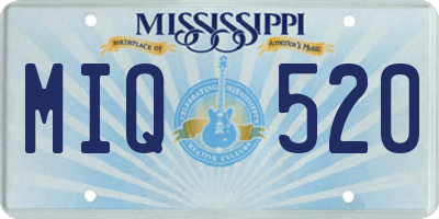 MS license plate MIQ520