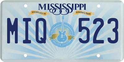 MS license plate MIQ523