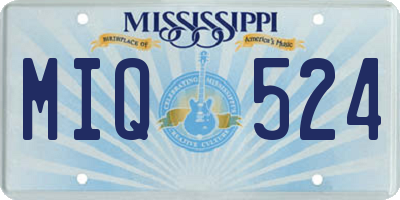 MS license plate MIQ524