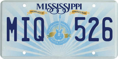 MS license plate MIQ526