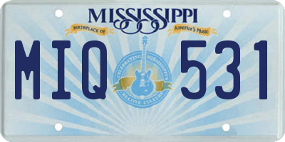 MS license plate MIQ531