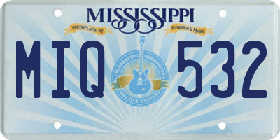 MS license plate MIQ532