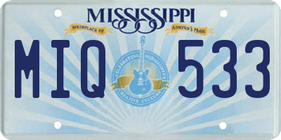 MS license plate MIQ533