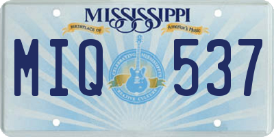 MS license plate MIQ537
