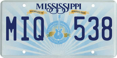 MS license plate MIQ538
