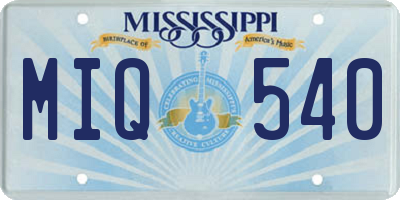 MS license plate MIQ540