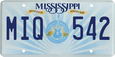MS license plate MIQ542