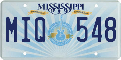 MS license plate MIQ548