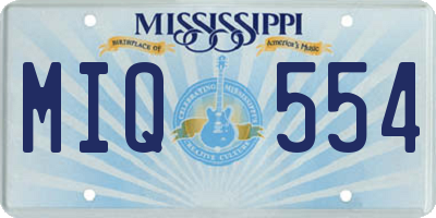 MS license plate MIQ554