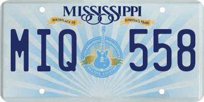 MS license plate MIQ558