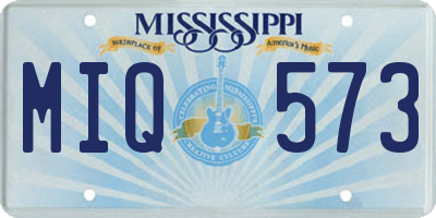 MS license plate MIQ573