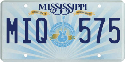 MS license plate MIQ575