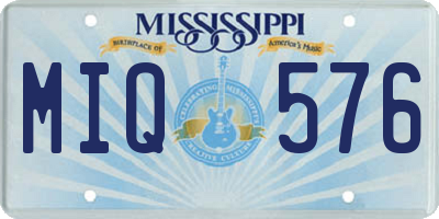 MS license plate MIQ576