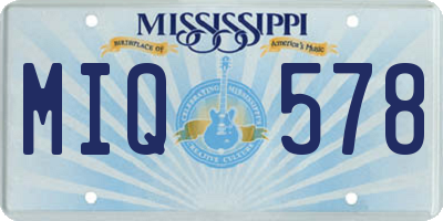 MS license plate MIQ578