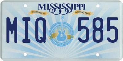 MS license plate MIQ585